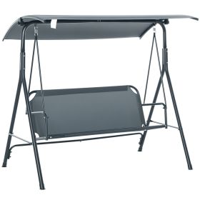 3-Person Porch Swing with Stand, Outdoor Swing for Patio Porch with Adjustable Tilt Canopy and Comfortable Swing Bench-Style Seat, Steel Frame, G