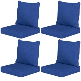 8 Patio Chair Cushions with Seat & Backrest, Fade Resistant Seat Replacement Cushion Set, Navy Blue