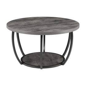 Coffee Table, Modern Round Coffee Table, 2 Tiers Wooden Circle Center Desk with Open Storage