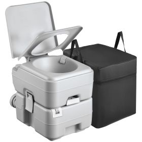 Portable Toilet, 5.3 Gallon Detachable Waste Tank, 120 Flushes, Camping Toilet for Adults, Outdoor Travel Potty with Level Indicator, Carry Bag