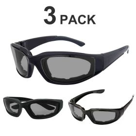 3 pairs Motorcycle Sports Biker Riding Glasses Wind Resistant Eye Protection Sports Goggles Cycling Glasses Sunglasses Grey Color(Logistics only