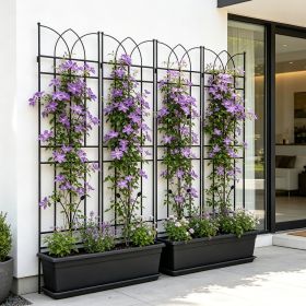 4 Pack Metal Garden Trellis 71" x 17.7" Rustproof Trellis for Climbing Plants Outdoor Flower Support Black